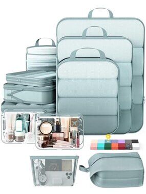 Compression Packing Cubes Travel Organizer Set Luggage Storage Bags 11 Piece
